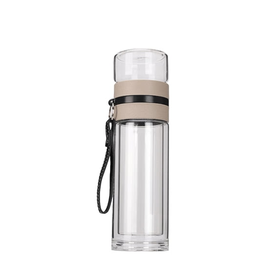 450ml Glass Double Wall Tea Infuser Bottle with Strainer, Heat-Proof and Leak-Proof Loose Leaf Tea Separation Cup, Portable Design for Brewing Perfect Tea at the Office or During Travel