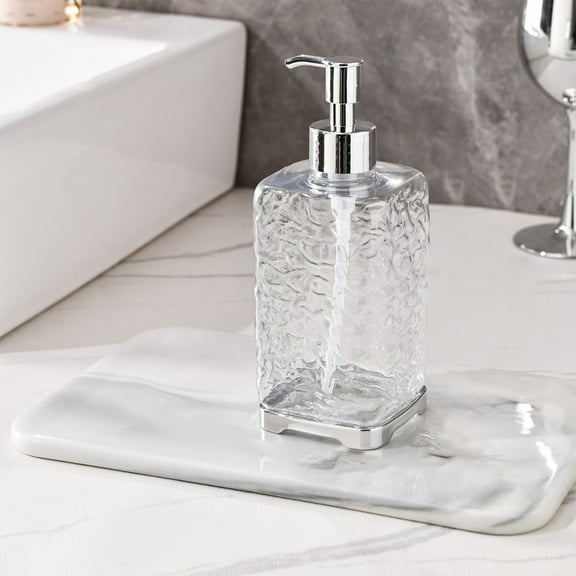 450ml Hand Soap Dispenser Bottle - Black/White/Clear/Gray, Size 17.3x6.6x6.6cm - Refillable for Bathroom or Kitchen Sink Stations