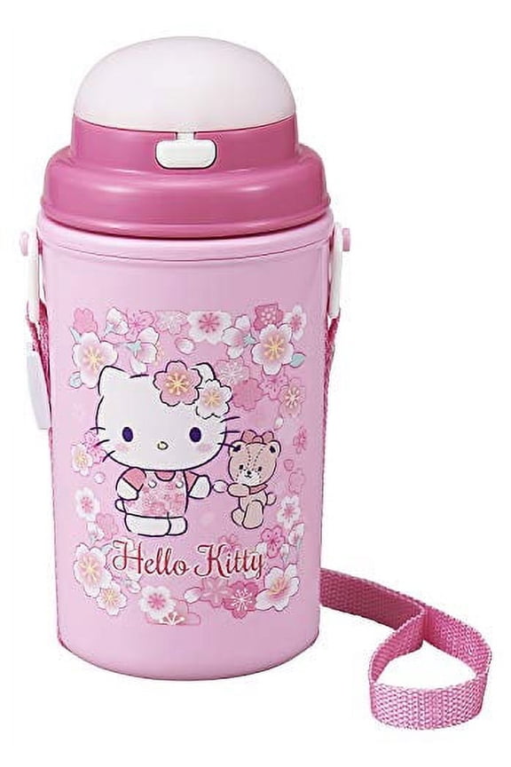 450ml Hello Kitty Pink Water Bottle for Girls with Carrying Strap and Cover by OSK from Japan