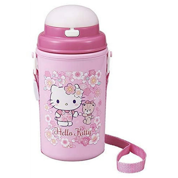 450ml Hello Kitty Pink Water Bottle for Girls with Carrying Strap and Cover by OSK from Japan