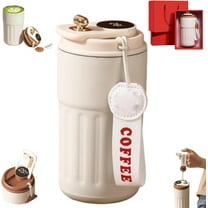 450ml Portable Insulated Tumbler,Intelligent Temperature Display Thermal Mug, 316 Stainless Steel Travel Mug with Temperature Display, Car-Mounted Design, for Hot Cold Beverages (Beige 1PCS)