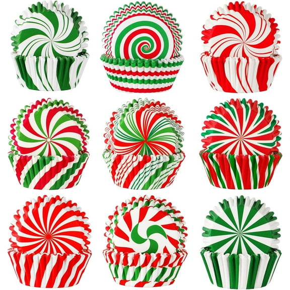 450pcs Christmas Cupcake Liners,Xmas Candy Pattern Baking Cups Cupcake Wrappers Paper Wraps Muffin Liners for Christmas Holiday Birthday Party Candy Cake Make Decorations Supplies(9 Designs)