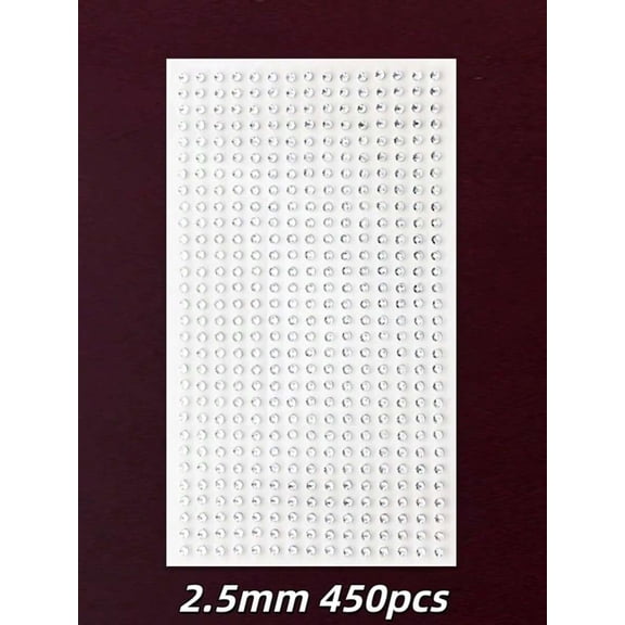 450pcs Self-Adhesive Faux Piercing Studs - 2.5mm Clear Crystal Style For Lip, Eyebrow, Nose & Navel