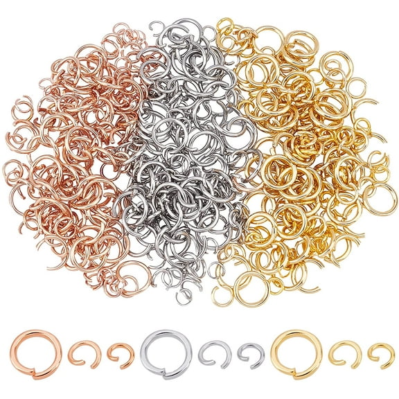 450pcs Stainless Steel Open Jump Ring 3 Colors O Ring Connectors Metal Link Jump Ring for Bracelet Necklaces Earrings Jewelry Making
