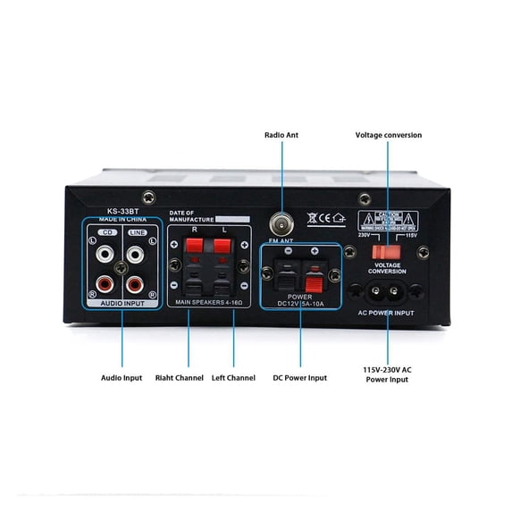 450w+450w Home Bluetooth Stereo Amplifier Hifi Digital Audio Home Karaoke Power Amplifier Car Auto HiFi Amplifier Music Player ,Powerful Sound Quality