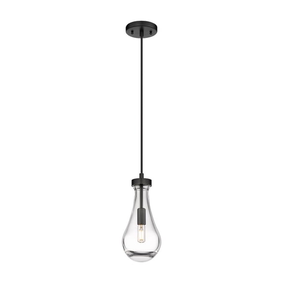 451-1P-BK-G451-5CL Innovations Lighting Owego - 1 Light Cord Hung Pendant-12.13 Inch Tall and 5.13 Inch Wide-Matte Black Finish-Clear Glass Color
