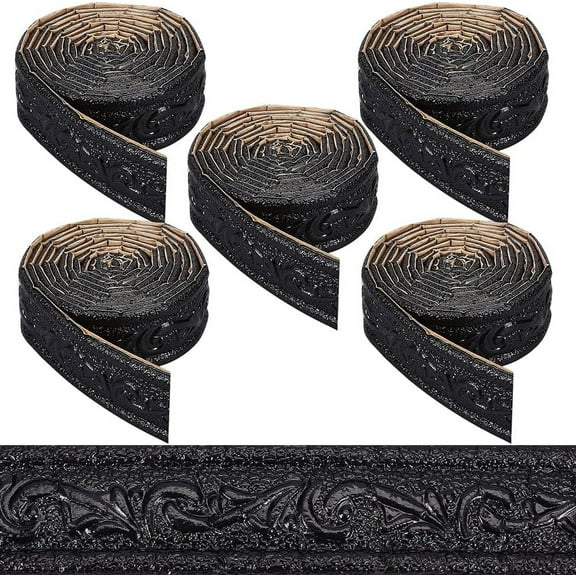 452.5 x 1.8in Peel and Stick Molding Black 3D Self Adhesive Wallpaper Border Flexible Baseboard Trim Mirror Sticky Wall Edging Base Lines Foam for Hotel Home DIY Decor