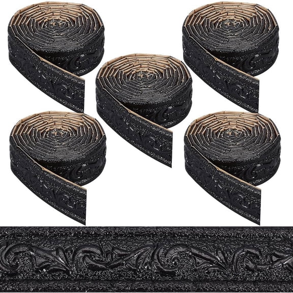 452.5 x 1.8in Peel and Stick Molding Black 3D Self Adhesive Wallpaper Border Flexible Baseboard Trim Mirror Sticky Wall Edging Base Lines Foam