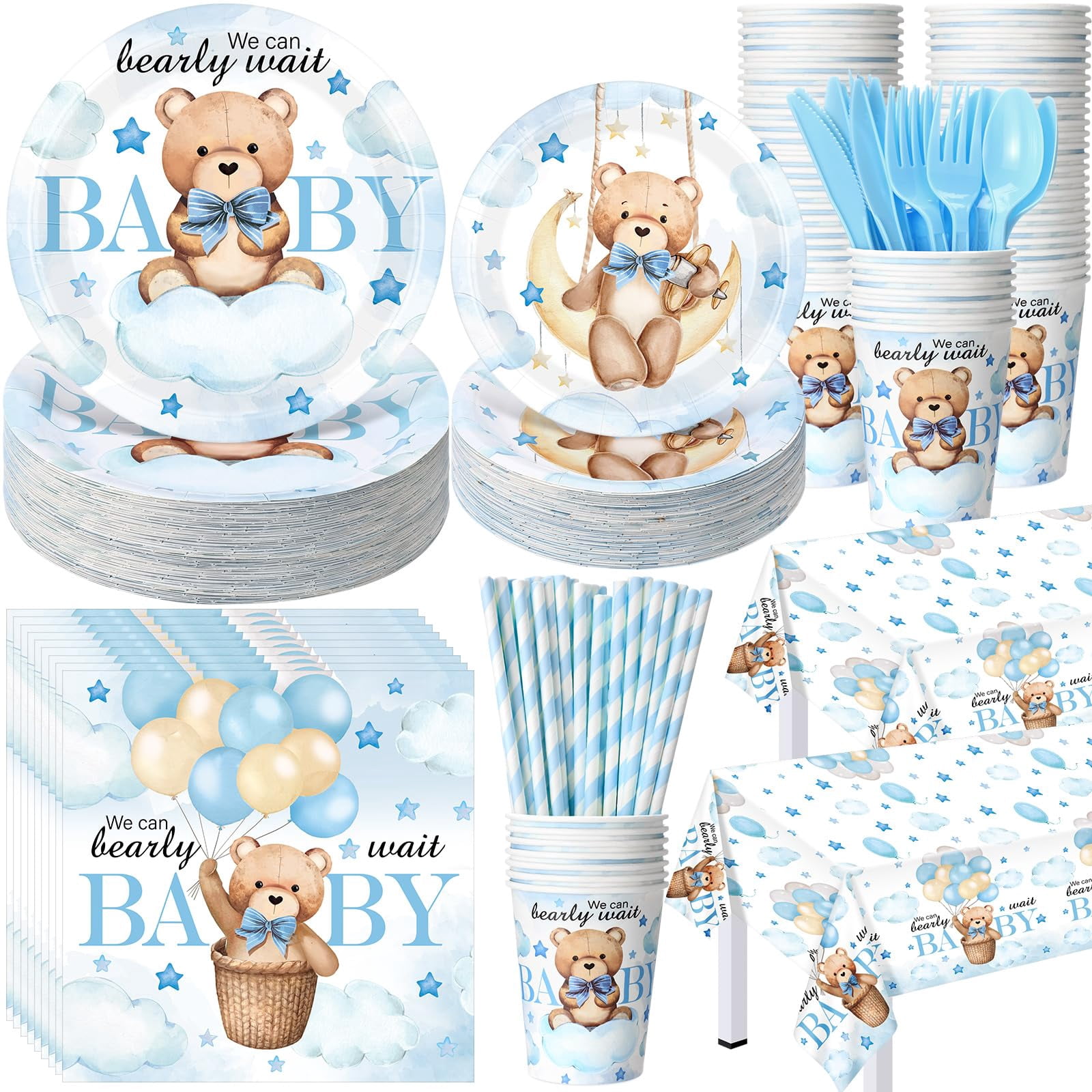 452 Blue Bear Shower Party Decorations For 50 Guests - Walmart.com