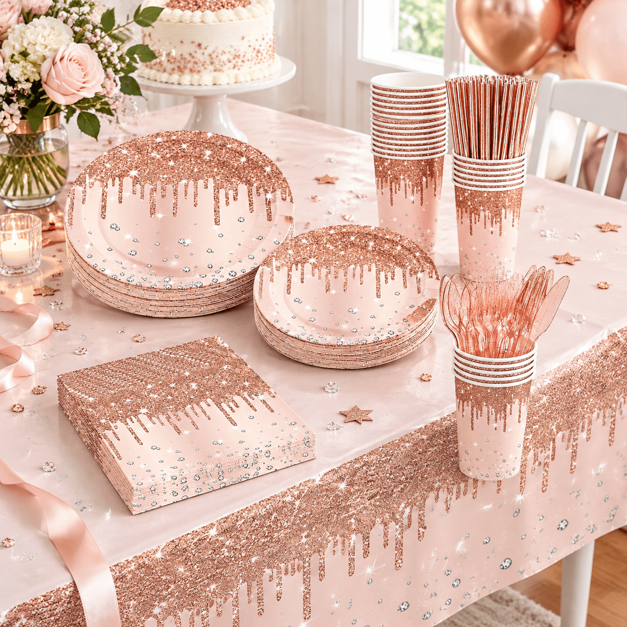 452 Rose Party Supplies Birthday Decorations Include Glitter Paper ...