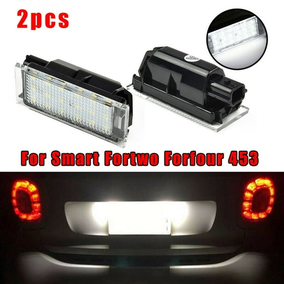 453 White LED License Number Plate Light Lamp No Error For Smart Fortwo Forfour