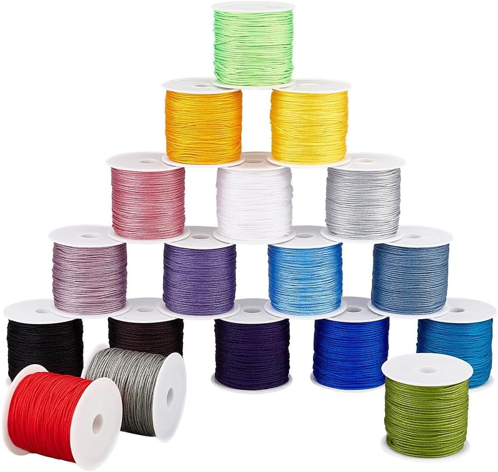 453 Yards Nylon Beading String 18 Colors 1mm Jewelry Nylon Cord Chinese Knotting Cord Beading Thread for Kumihimo Bracelets Beading Necklaces Macrame Craft Wind Chime