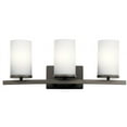 thumbnail image 1 of 45497OZ Kichler Lighting Crosby - 3 Light Bath Vanity Approved for Damp Locations - with Contemporary inspirations - 23 inches wide-Olde Bronze Finish, 1 of 6