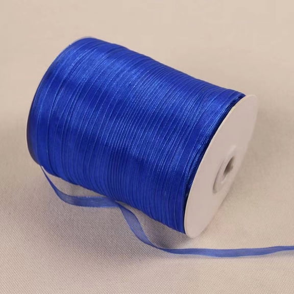 455m Organza Ribbon 0.6cm royal blue Chiffon Sheer Gift Wrapping Ribbons for Flower Bouquets Wedding Birthday DIY Decoration