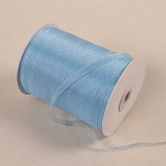 455m Organza Ribbon 0.6cm sky blue Chiffon Sheer Gift Wrapping Ribbons for Flower Bouquets Wedding Birthday DIY Decoration