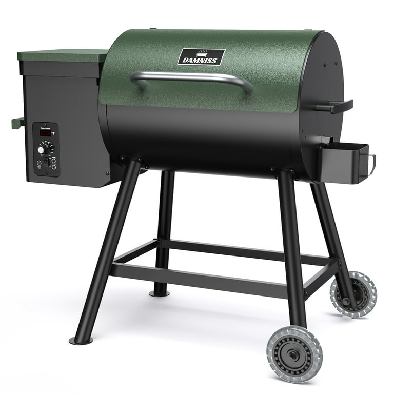 456 SQ.IN Wood Pellet Grill Smoker with Auto Temperature Control for  Outdoor RV 8-in-1 BBQ Green 
