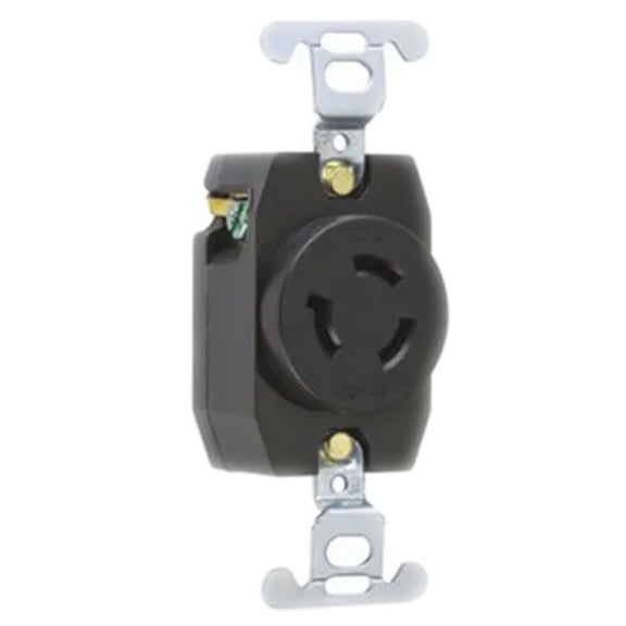 4560 Black 1 Gang Nylon Power Socket, NEMA L6-15R, 15A, Flange Mount