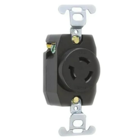 4560 Black 1 Gang Nylon Power Socket, NEMA L6-15R, 15A, Flange Mount