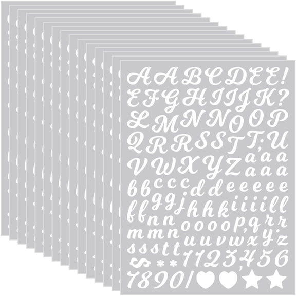 4560Pcs 30 Sheets Small Letter Number Stickers, 0.5inch Colorful Self-Adhesive Vinyl Waterproof Mailbox Number Stickers,Windows, Doors, Signs, Scrapbook (White (Writing Style))