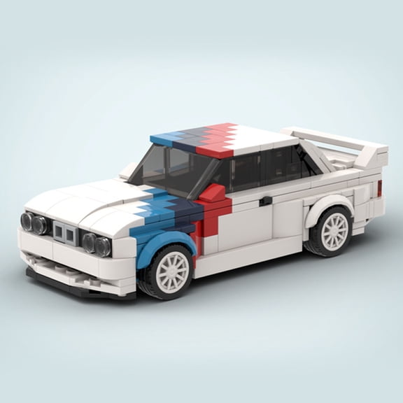 456pcs Technic Construction Set for BMW M3 E30 DTM Race Car, MOC White Model Vehicle with Iconic Tri-Color Stripes, Advanced Building Blocks for Adults and Teens