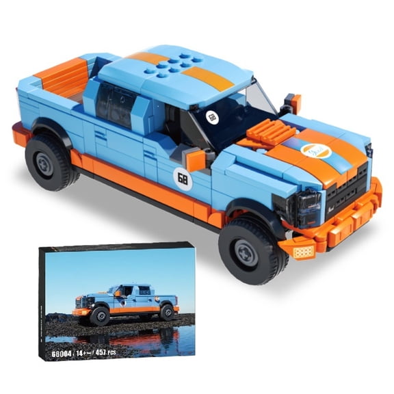 457PCS F-150 Style Pickup Truck Building Blocks Set, Off-Road SUV Construction Vehicle Model Kit with Rubber Tires, Collectible Brick Car Display Model for Builders and Vehicle Enthusiasts