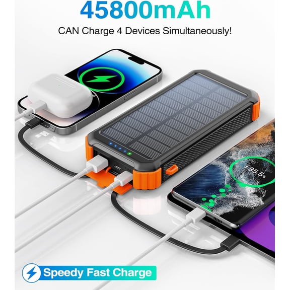 45800mAh  Charger Power Bank with Fast Charging and Dual Flashlights for Outdoor Adventures