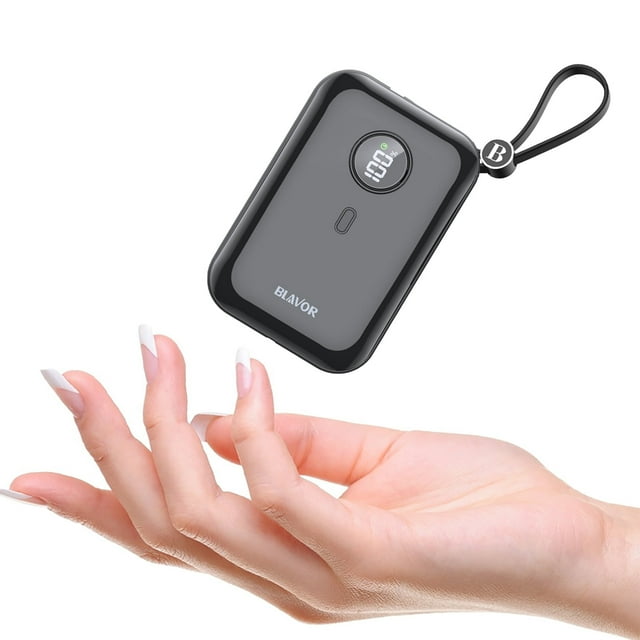 10000mAh Mini Power Bank with Cables, 20W Fast Charging Portable Phone Charger Compatible for iPhone & Android