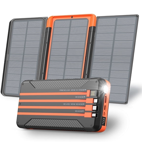 46800mAh Solar Charger Power Bank 20W Fast Charging with Cables Compatible for iPhone, Android Phone
