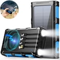 thumbnail image 1 of 45800mAh Solar Power Bank 15W with Hand Crank & Cables & Wireless Charger, Solar Charger Compatible for iPhone, Android Phone, 1 of 9