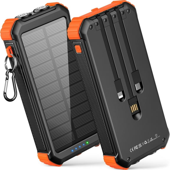 45800mAh Solar Power Bank, Portable Charger with USB-C Input/Output, 5V/3.1A QC 3.0 Fast Charging, Compatible with iPhone, Samsung, Google, and More