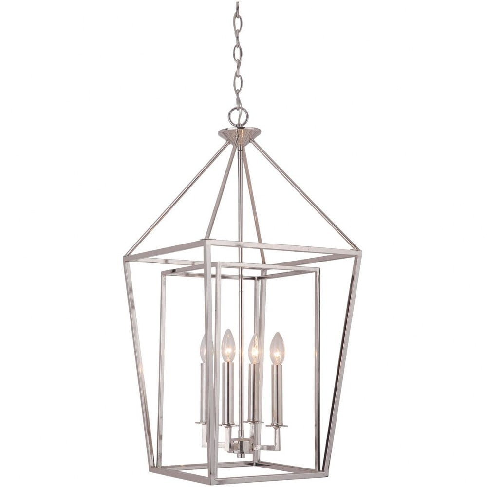 Polished Nickel 32" Transitional Foyer Pendant Light