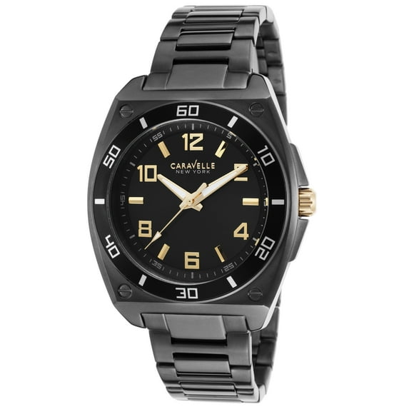 45A118 Men's Black Plated Quartz Watch