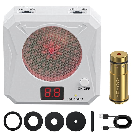 45ACP Dry Fire Laser Training System — All-in-one solution — 5 training difficulty levels — Rechargeable design — Features sound and flash feedback — Multiple mounting options — For shooting practice