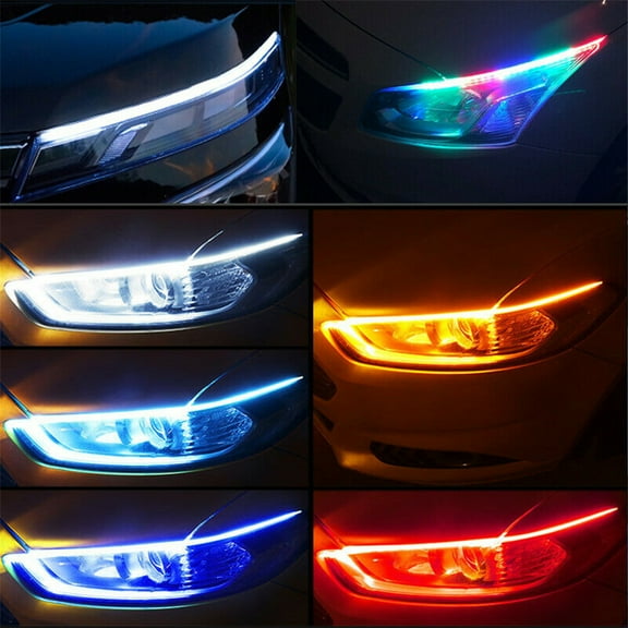 45CM RGB LED Car Daytime Running Light Strip Phone APP Remote For Headlight 2x