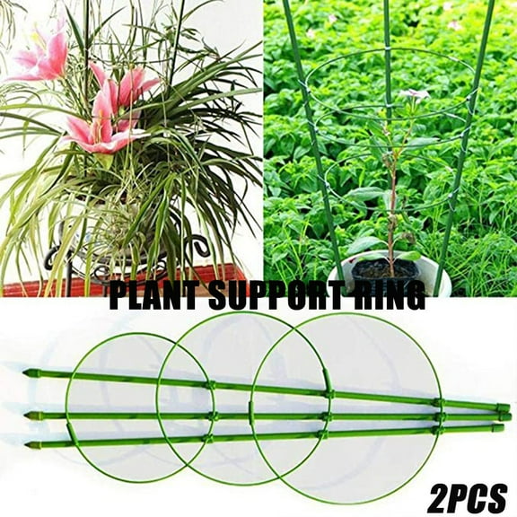 45Cm Plant Support Ring Trellis with Sturdy Steel Plastic Wire, Climbing Plant Support for Tomatoes Cucumbers Morning Glories Vines, Durable Garden Trellis with Tool-Free Setup Folds for Compact