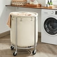 thumbnail image 1 of 45Gal Round Laundry Sorter Laundry Hamper with Wheels Rolling Laundry Cart with Removable Bag for Laundry Room Cream and Silver, 1 of 14