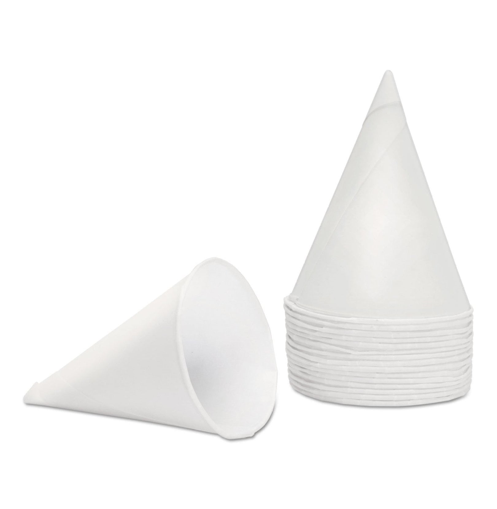 45KBR Rolled Rim, Bagged Paper Cone Cups, 4.5oz, White (Case of 5000