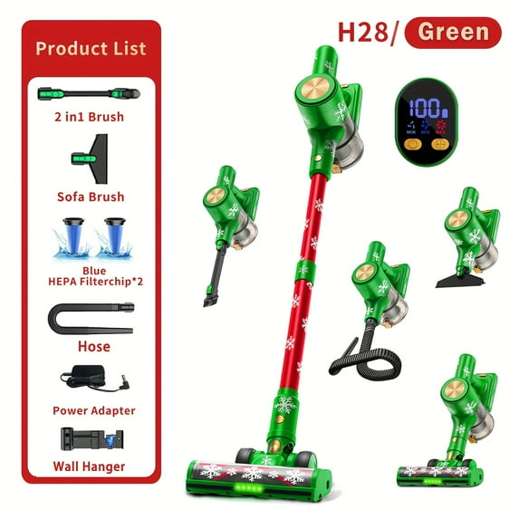 45KPA Powerful Cordless Stick Vacuum | 8-in-1 Lightweight Vacuum with Green Light & Anti-Tangle Floor Brush | For Home Carpets, Pet Hair, Tile, Hardwood Floors