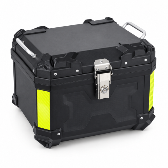45L Black Top Case Trunk Bag with Aluminum Alloy Handle and Leather Lining