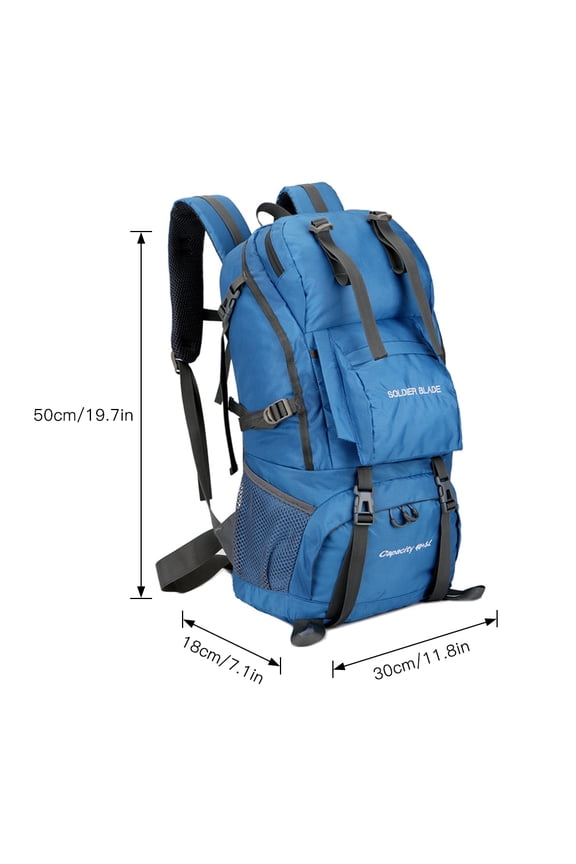 45L Camping Hiking Backpack - Large Capacity Outdoor Pack with Wearable Nylon & Breathable Mesh Cushion for Mountaineering, Backpacking, Trekking & Travel (19.7 x 11.8 in / 50 x 30 cm)
