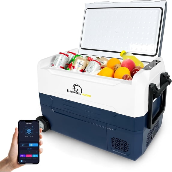 45L Car Refrigerator, Portable Freezer Car Fridge with WIFI APP Control & Dual Zone, 12/24V DC, -4℉-68℉ Electric Compressor Cooler