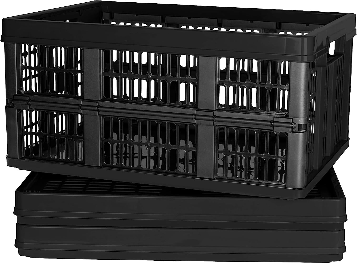 45L Collapsible Storage Bins, Plastic Stackable Grated Wall Utility