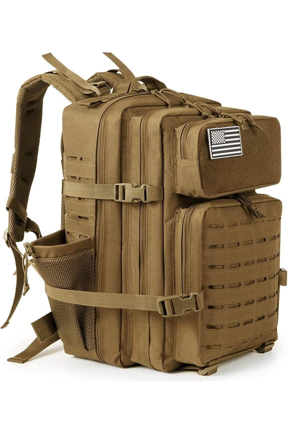 45L Military Tactical Backpacks For Men Camping Hiking Trekking Daypack Bug Out Bag Lage-3.0 Tan