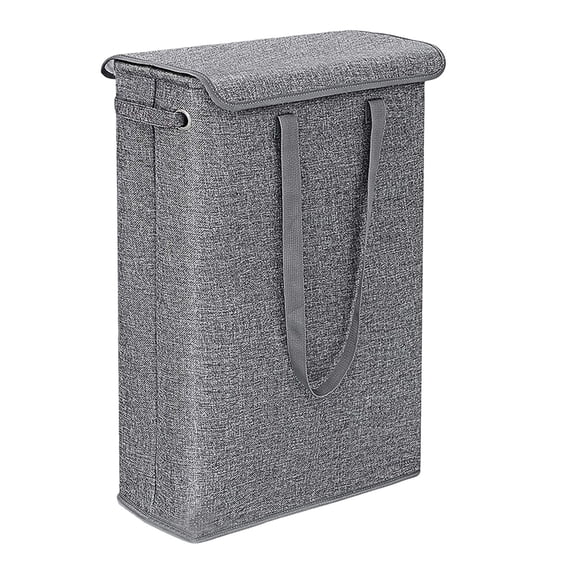 45L Slim Laundry Hamper Narrow Laundry Basket with Handle Foldable Dirty Clothes Portable Skinny Hamper Organizer Storage Bins (23.6 inches, Upgrade Gray)
