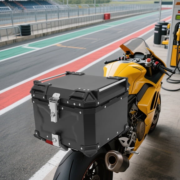 45L Universal Motorcycle Aluminum Tail Box, Waterproof Top Mount Storage Trunk With Secure Lock For Helmets, Gear And Outdoor Riding Essentials