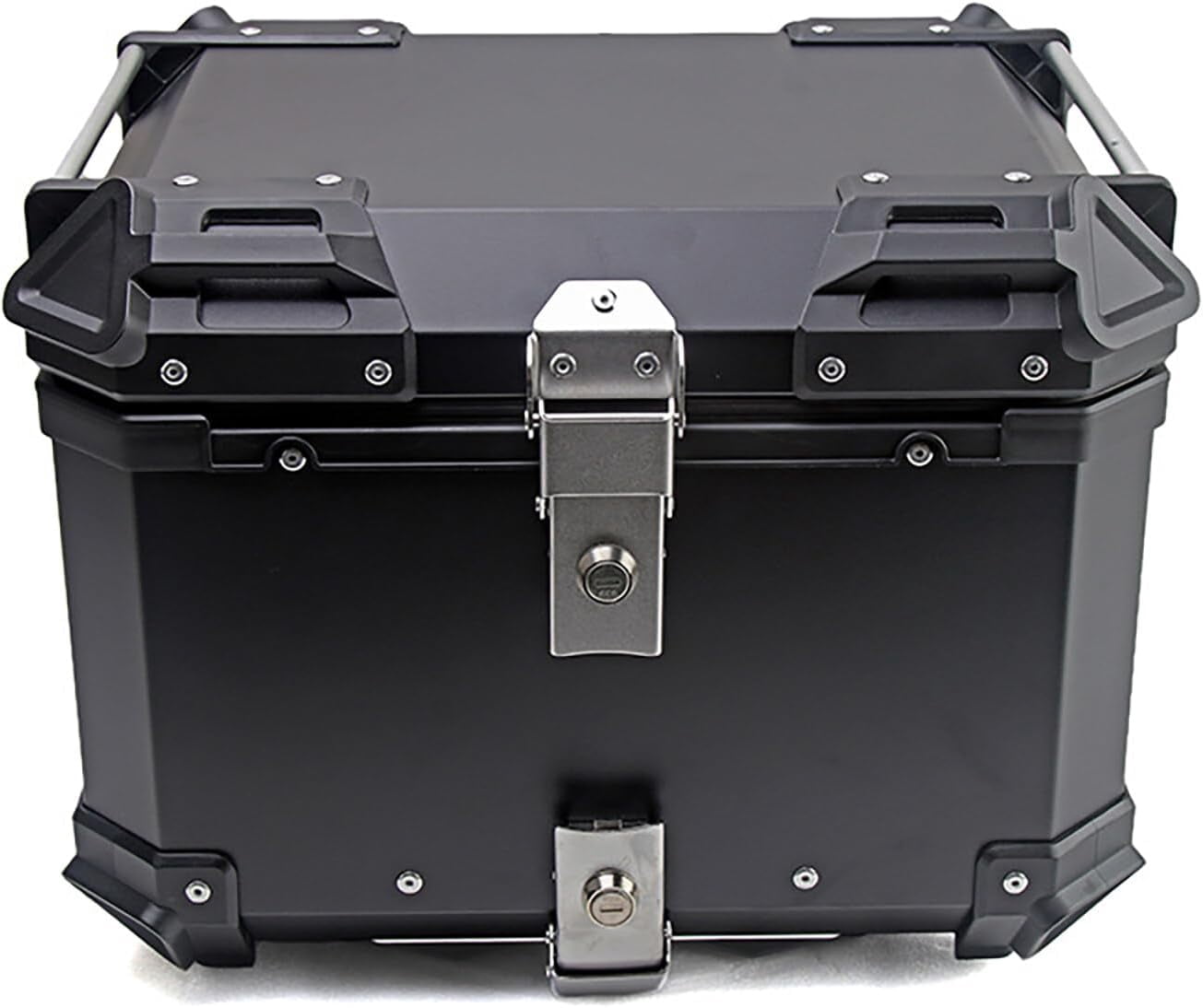 45L Universal Motorcycle Top Case, Large Capacity Aluminum Motorcycle Rear Trunk, Waterproof Lightweight Motorcycle Rear Top Box with Quick Release Base Plate& Security Lock for Store Helmet Luggage