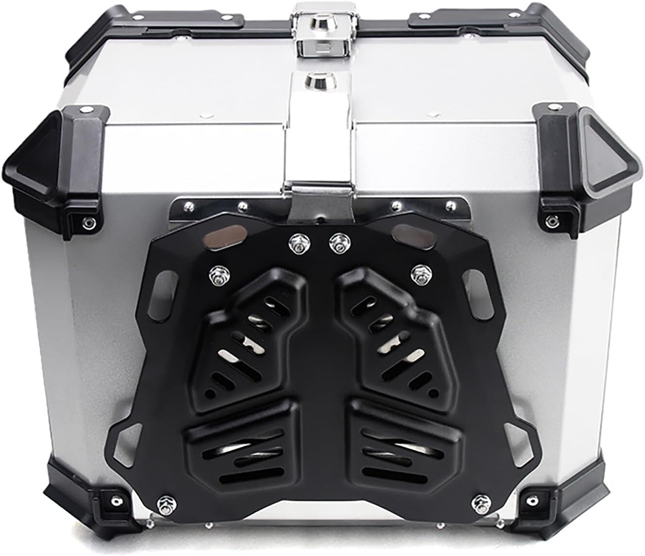 45L Universal Motorcycle Top Case, Large Capacity Aluminum Motorcycle Rear Trunk, Waterproof Lightweight Motorcycle Rear Top Box with Quick Release Base Plate& Security Lock for Store Helmet Luggage