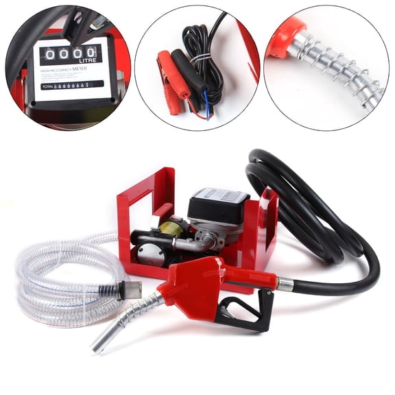 45L/min Electric Fuel Transfer Pump, 12V DC 175W Fuel Transfer Pump with Fuel Meter