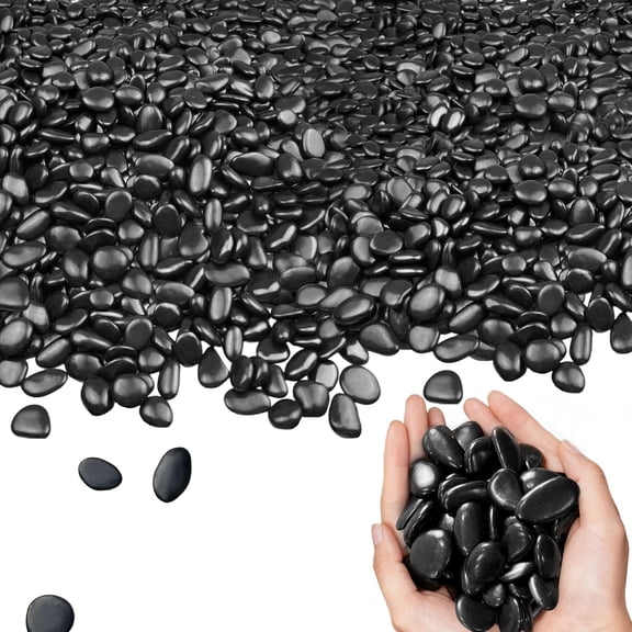 45LB Black Polished River Rocks, 0.5–1.0 inch Decorative Pebbles for Garden, Smooth Stones for Aquarium, Fish Tank, Flower Pots, Indoor Water Fountains, Pathways & Backyard Landscaping