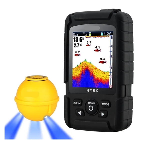 45M/147Feet Sonar Depth,FF718LiC-WLA,Wireless Portable Fish Finder ,Waterproof Fishfinder,Fish Attractive Lamp Waterproof Underwater Fish Finder